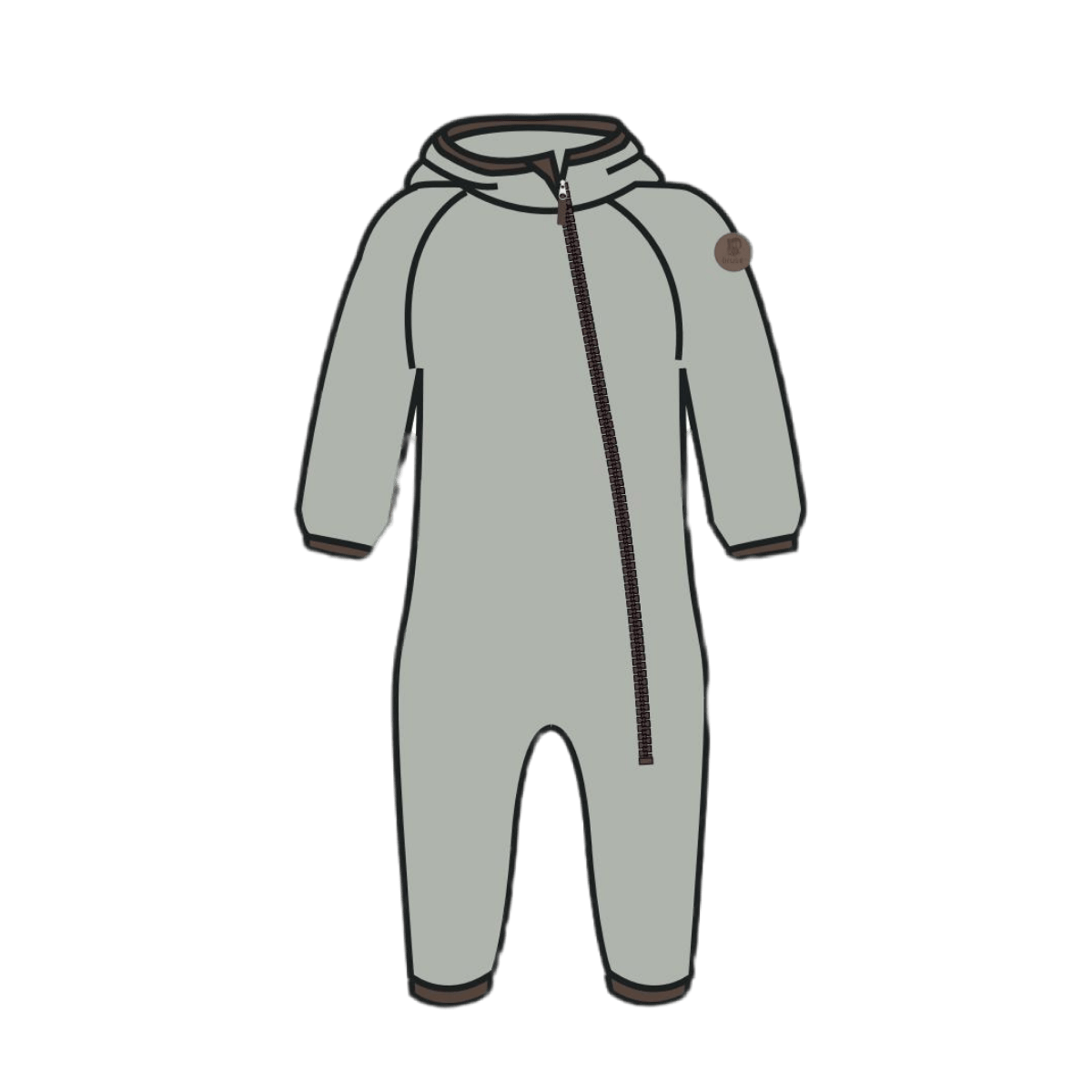 BRUSE,Gaupa Onepiece, fleece,Mineral Gray